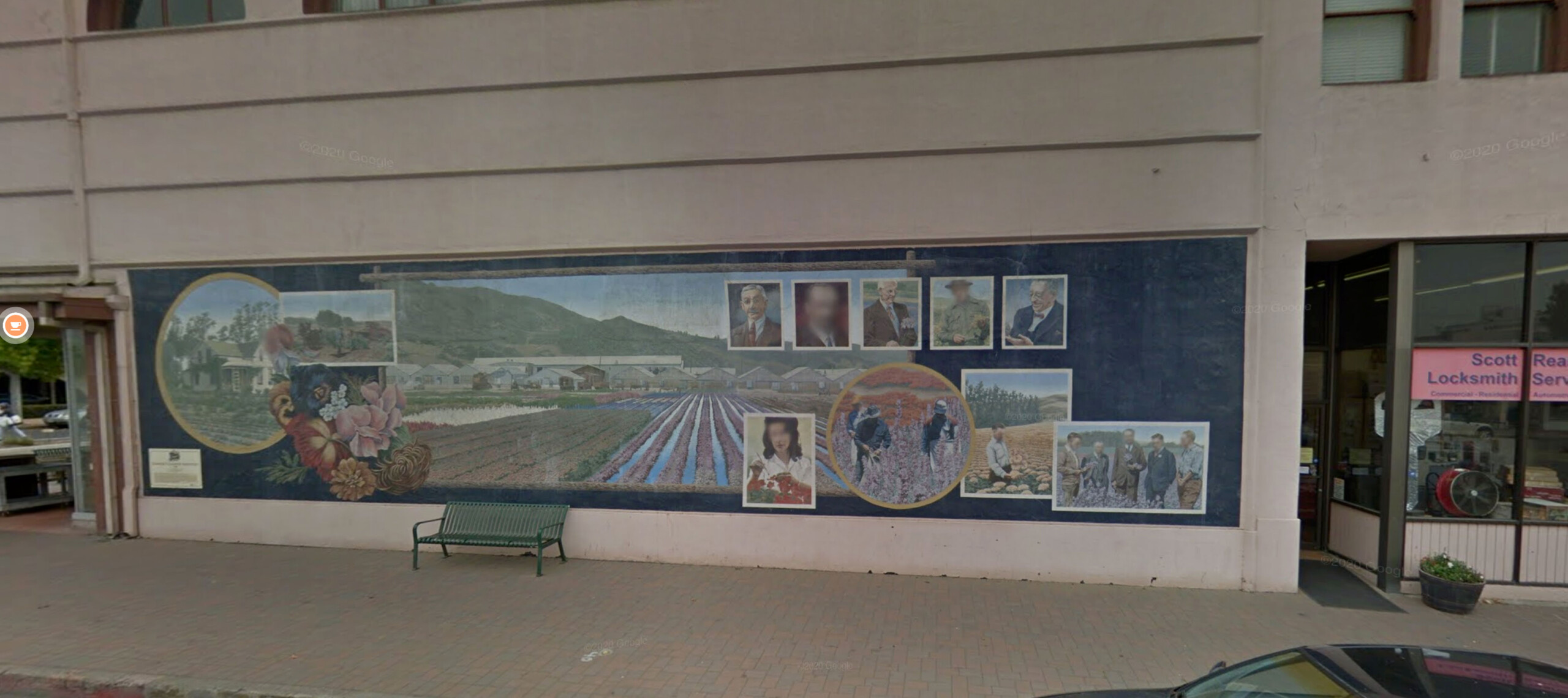 Lompoc Mural - Lompoc's Flower Industry (1990) - Located at 102 W. Ocean Ave. (SW corner H & Ocean)
