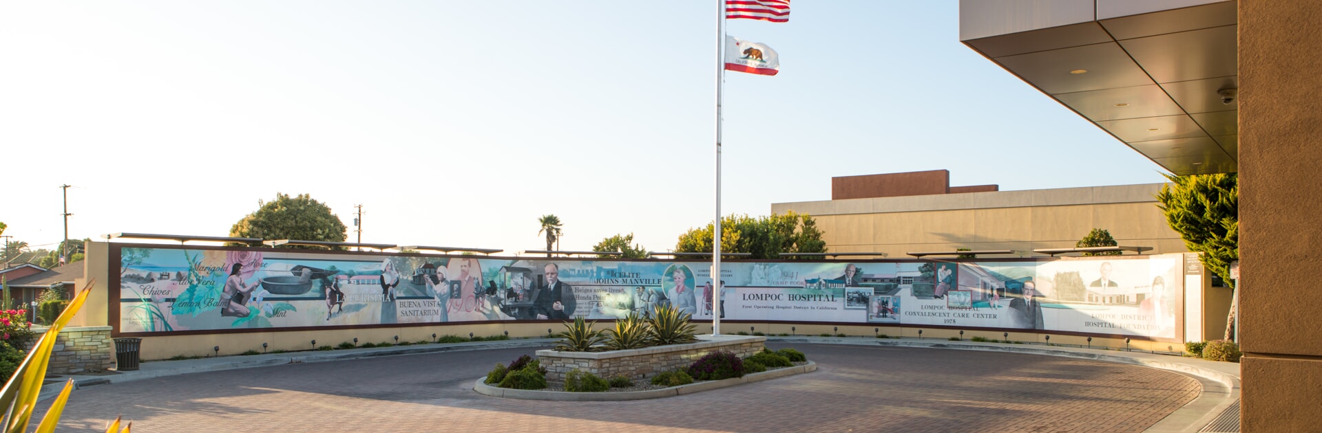 Lompoc Mural - History of Health Care in Lompoc, located at 1515 East Ocean Avenue in the Lompoc Valley Medical Center entry driveway